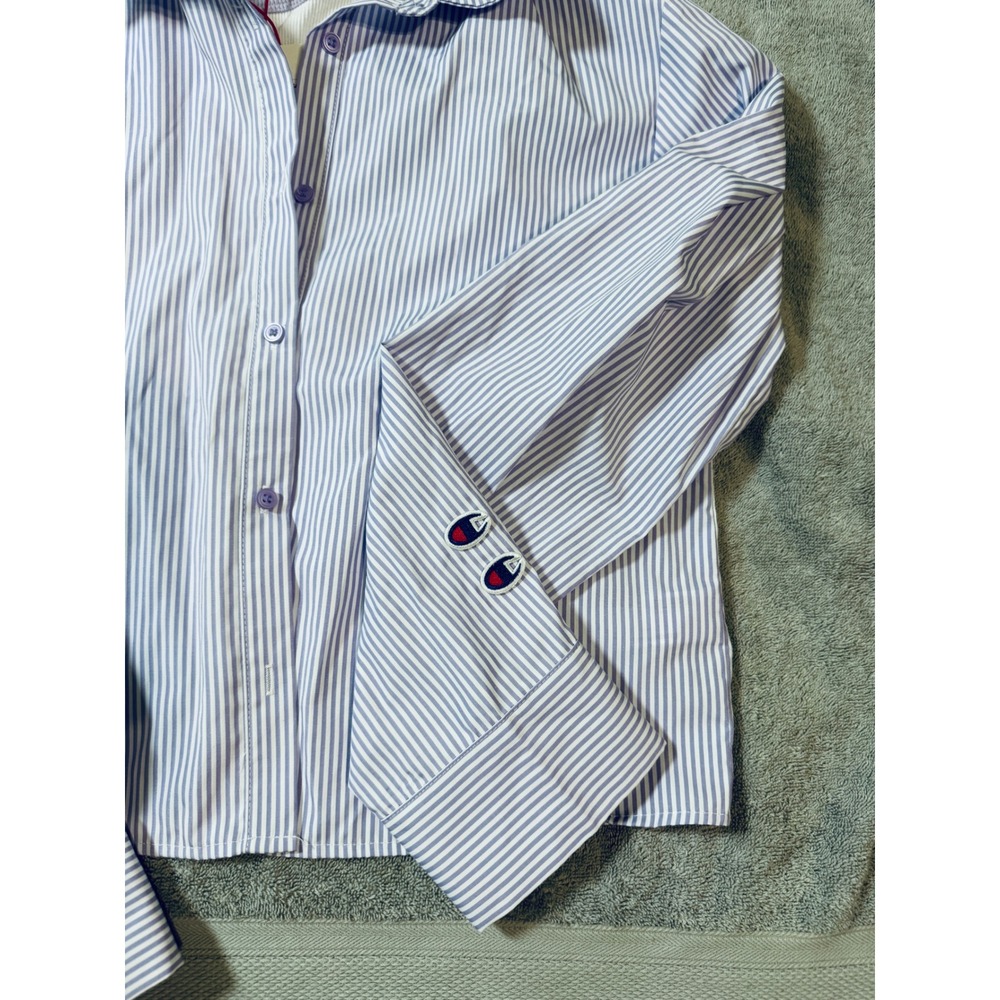 NWT Zara x Champion Girl 13-14 Button Long Sleeve Tank Purple White Ribbed Prep - Picture 4 of 7